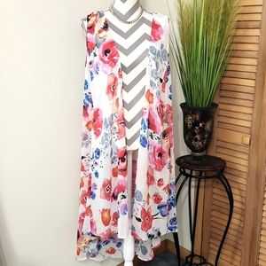 Zury Sleeveless Floral Duster Cardigan Coverup